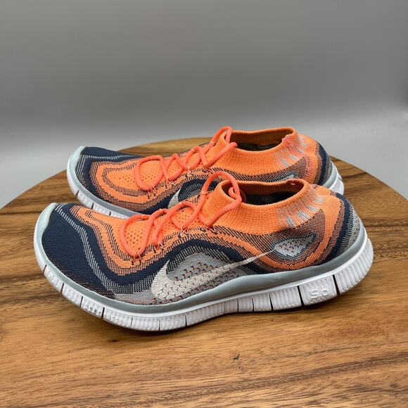Nike Free Flyknit Shoes Womens Size 8 Orange Running Comfort Walking Gym Sneaker - Picture 3 of 8